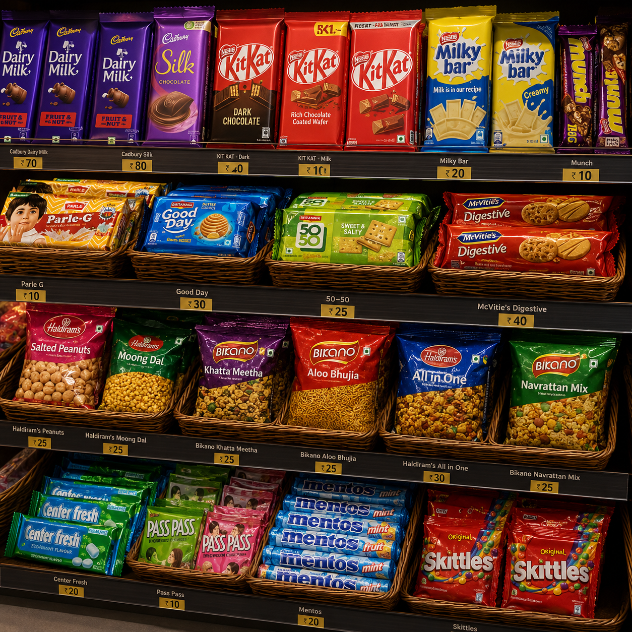 Snacks, Baskets and Chocolates